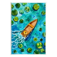 Gölet Lilyum Göl Tekne Sıçrama Ulaşım Boyama Çerçevesiz Sanat Baskı Duvar Sanatı