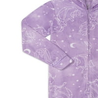 Wonder Nation Girls Kapşonlu Uzun Kollu Battaniye Uyuyan Pijama, 4 Beden ve Artı