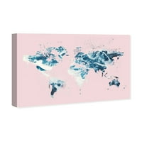 Wynwood Stüdyo Haritalar ve Bayraklar Duvar Sanatı Tuval Baskılar 'Mapamundi Millennial Pink' Dünya Haritaları-Pembe,