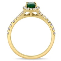 Miabella kadın Karat Oval Kesim Zümrüt Karat Pırlanta 14kt Sarı Altın Halo Nişan Yüzüğü