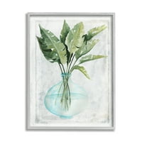 Stupell Industries Yeşil Bitki Yaprakları Cam Vazo Rustik İllüstrasyon 30, Tasarım Cindy Jacobs