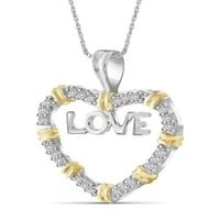 Jewellersclub Beyaz Elmas Aksan Gümüş Aşk İki tonlu kalp kolye, 18