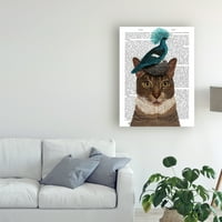 Marka Güzel Sanatlar 'Yuvalı Kedi ve Mavi Kuş' Fab Funky'den Tuval Sanatı