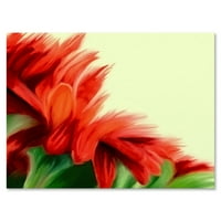 Kırmızı çiçek fırça darbeleri yeşil resim tuval sanat baskı