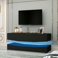 TV için Aukfa LED TV Standı, Oturma Odası için Katmanlı Duvara Monte Yüzer TV Depolama Konsolu - Siyah