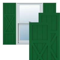 15 W 60 H Gerçek Fit PVC Merkezi X-Board Çiftlik Evi Sabit Montajlı Panjurlar, Viridian Yeşili