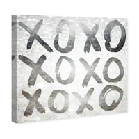 Pist Caddesi Tipografi ve Tırnaklar Duvar Sanatı Tuval Baskılar 'XOXO Silver' İşaretleri-Gri, Beyaz