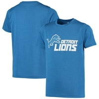 Gençlik Heathered Mavi Detroit Aslanları Logo Tişört