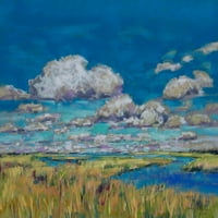 Yaz Bulutları ve Bataklık Sarılmış Tuval üzerine Resim Baskısı