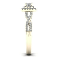 1 2ct TDW Prenses Kesim Pırlanta 10 K Sarı Altın Büküm Shank Nişan Yüzüğü