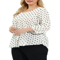 Benzersiz Pazarlık kadın Artı Boyutu Sevimli Elastik Manşet Yarım Kollu Polka Dots Bluzlar Üst