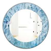 Designart 'Açık Mavi Kristalli Geode İç Mekan' Yüzyıl Ortası Aynası - Oval veya Yuvarlak Duvar Aynası